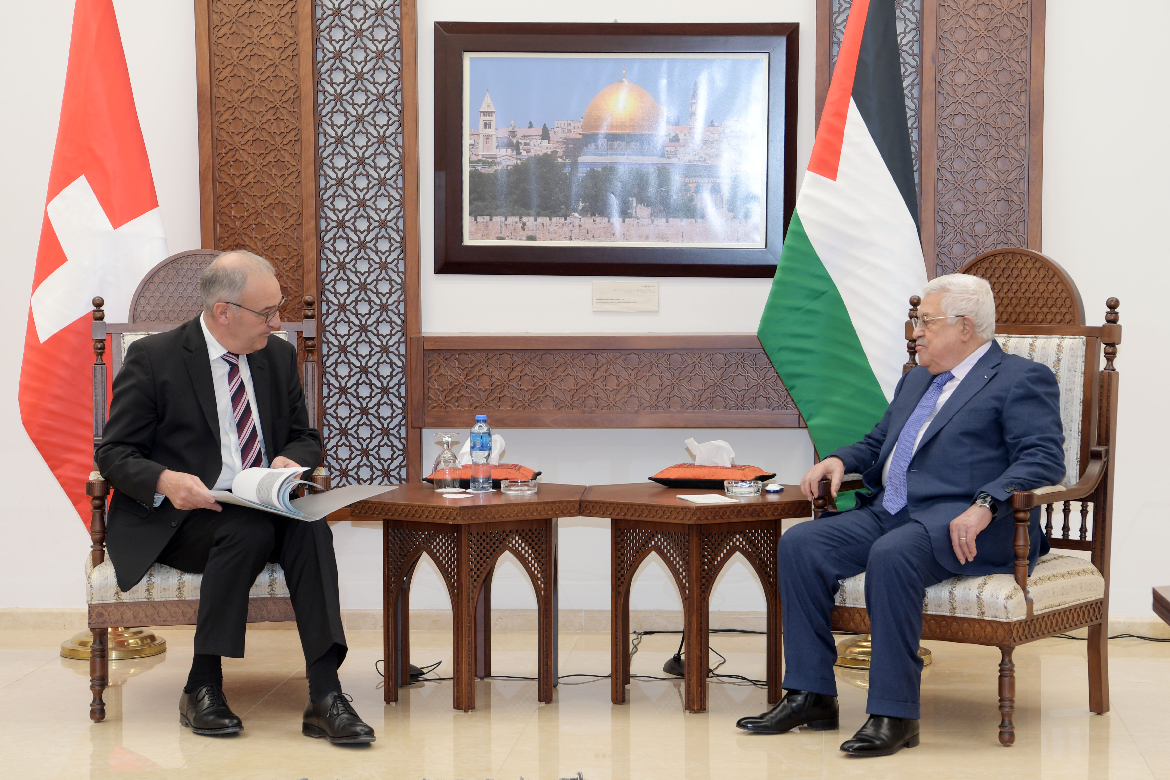 Le président palestinien accueille le président de la Suisse