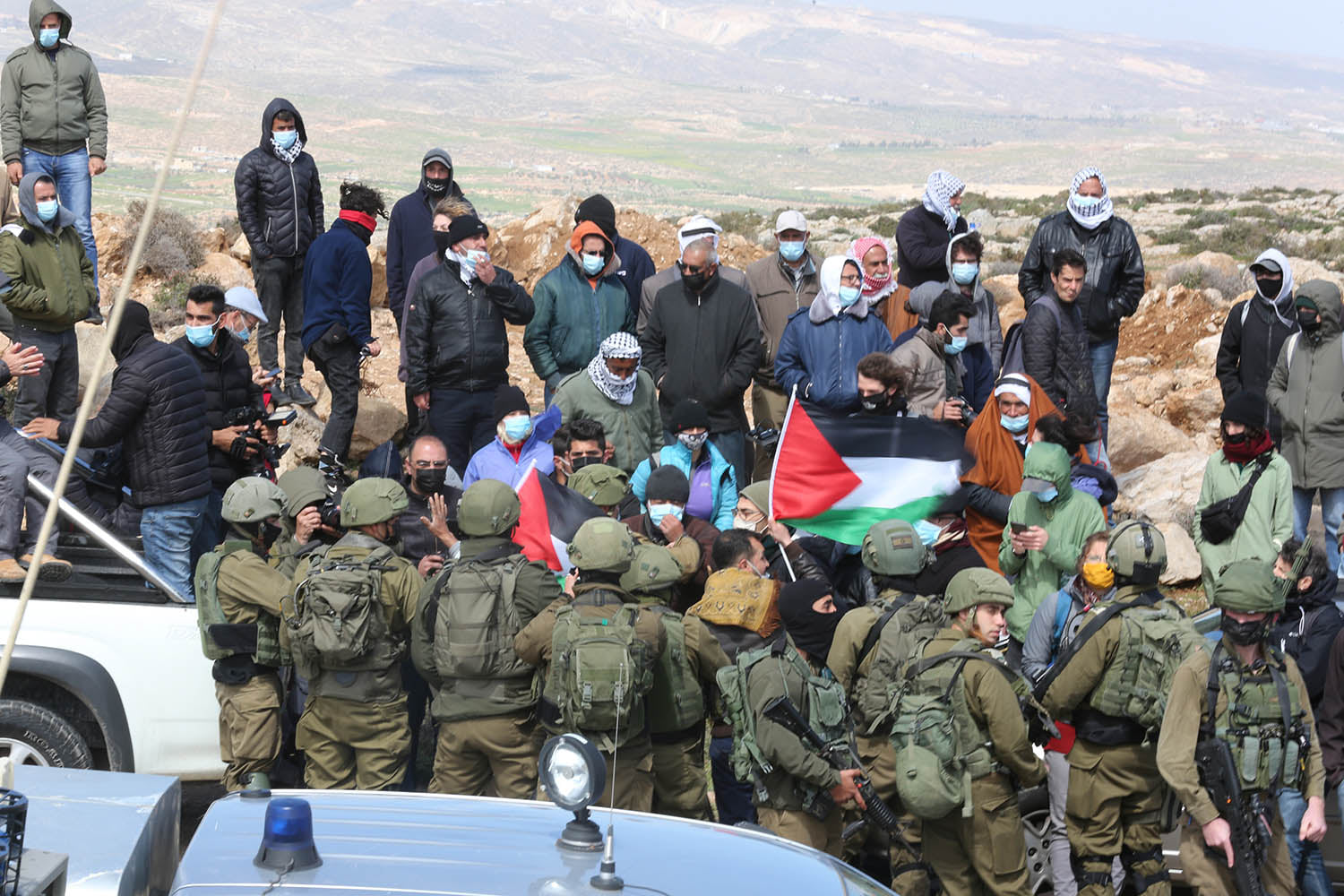 L'armée d'occupation réprime un sit-in de solidarité avec les propriétaires des terres menacées par Israël d'accaparement 
