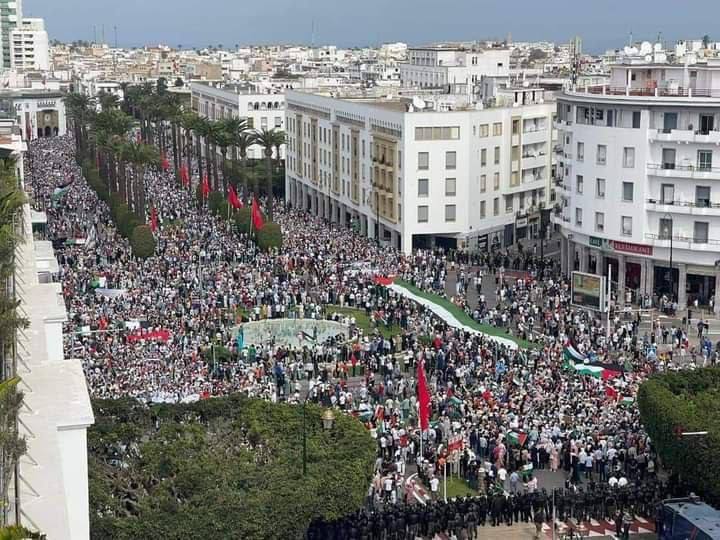 Une manifestation massive à Rabat dénonçant l'agression israélienne contre le peuple palestinien