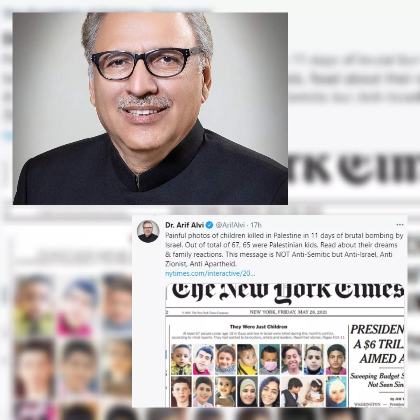 Le président pakistanais partage des photos douloureuses des enfants palestiniens tués 