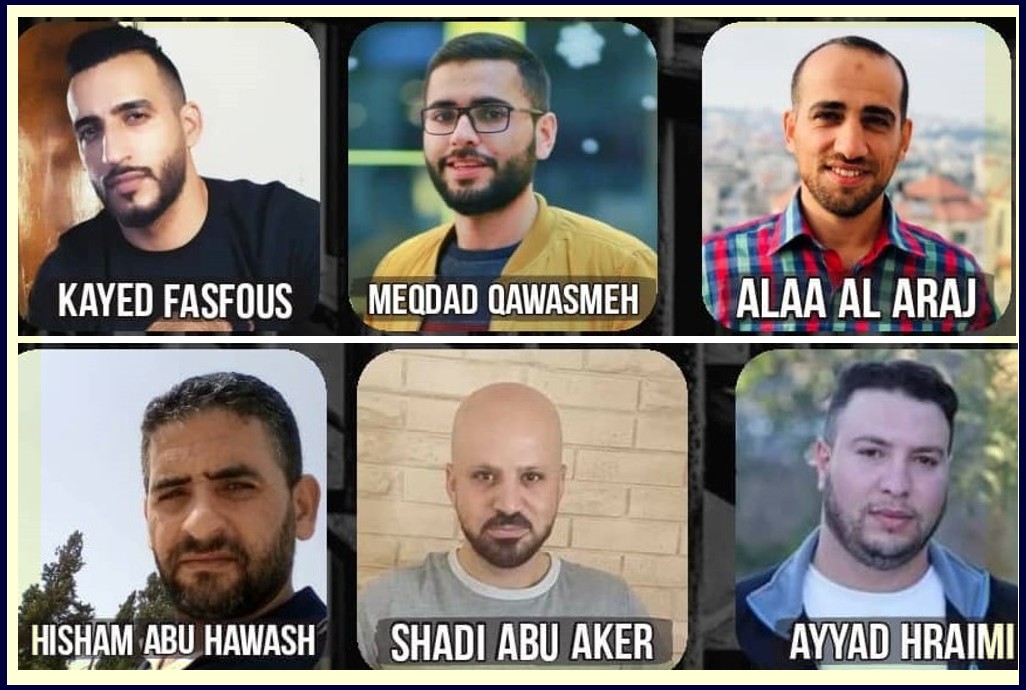 6 prisonniers palestiniens grévistes  dans les prisons israéliennes sont  soifs de liberté