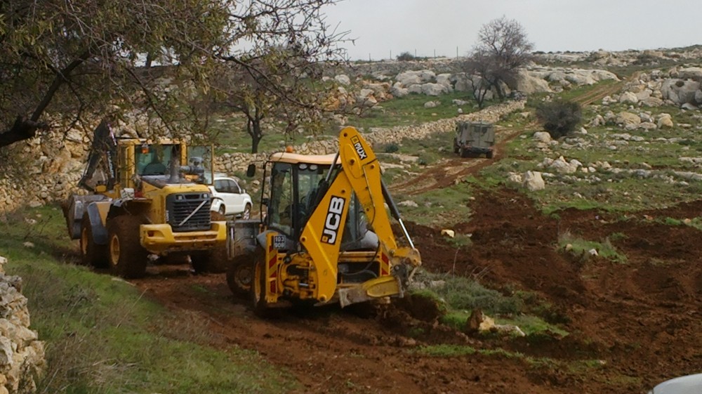 Des colons israéliens pellètent des terres agricoles à l’ouest de Naplouse