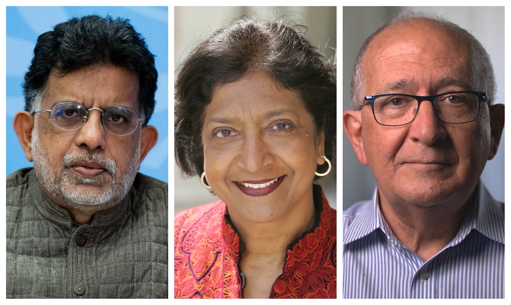 Le président du comité Navanethem Pillai d'Afrique du Sud et les membres du comité Milon Kothari d'Inde et Chris Sidoti d'Australie