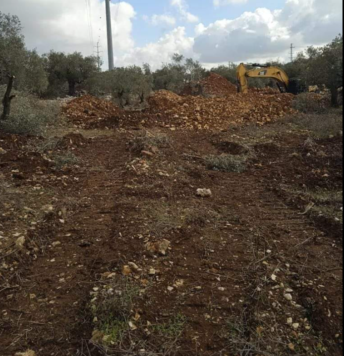 Rasage des terres au bulldozer de l'occupation à Salfit