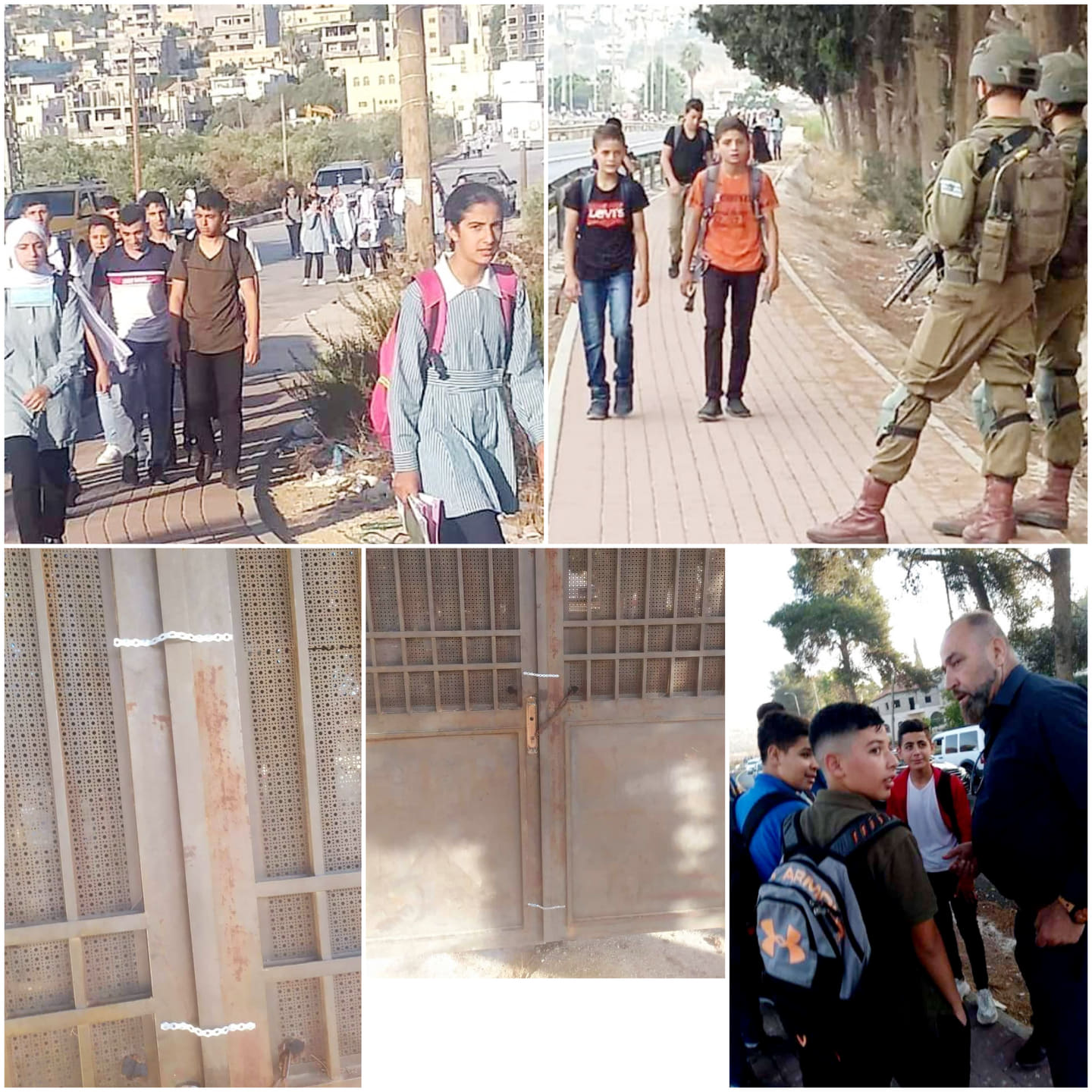 Un colon et des soldats israéliens importunent des élèves palestiniens dans une école de filles en Cisjordanie
