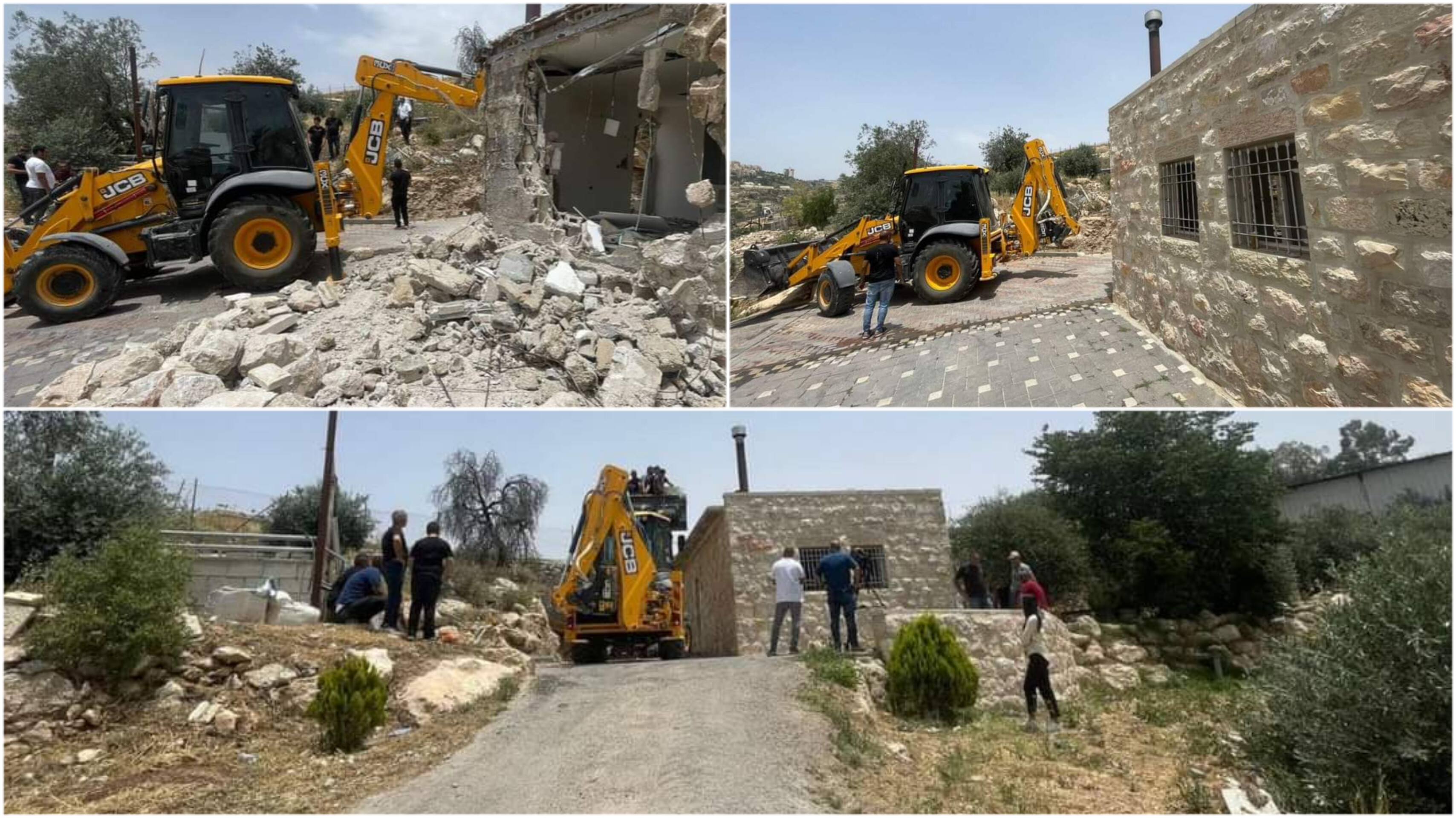 Les bulldozers d'occupation détruisent une baraque et le mur d'une maison à Beit Hanina