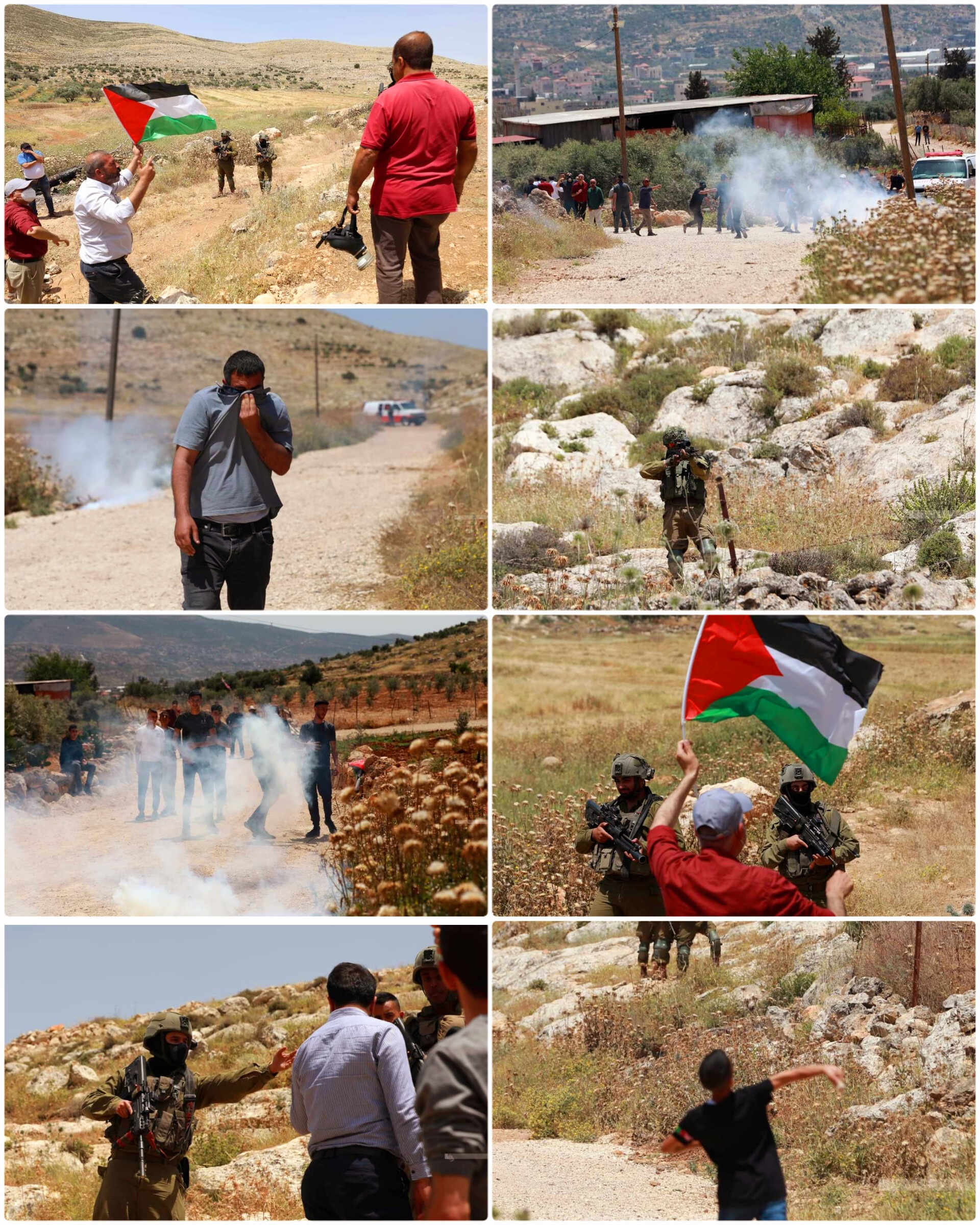 Plusieurs Palestiniens suffoquent alors que les forces d'occupation attaquent la manifestation de Beit Dajan