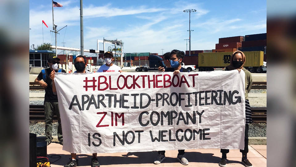 Manifestation à New Jersey pour interdire le déchargement d'un cargo israélien
