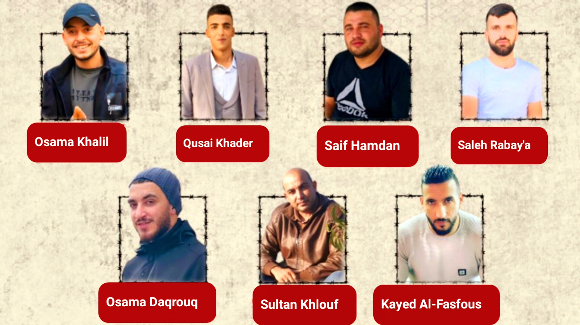 7 prisonniers en grève ouverte de la faim  dans les prisons de l'occupation israélienne, contre leur détention administrative
