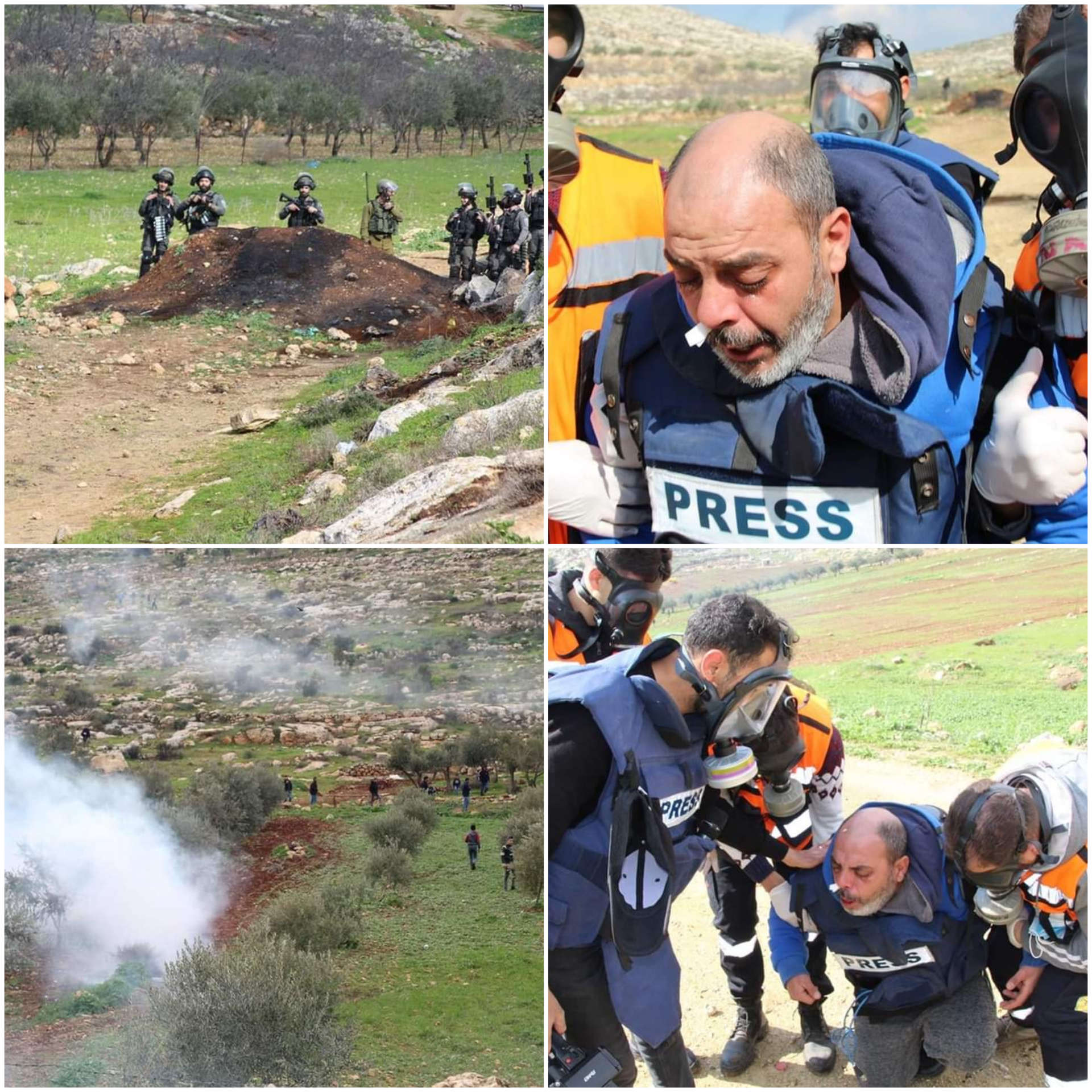 Des journalistes parmi des manifestants palestiniens attaqués par l'armée d'occupation à Naplouse