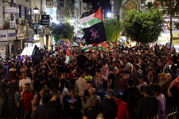 Des marches de protestation dénonçant l'agression de Jérusalem et de Gaza, à Ramallah